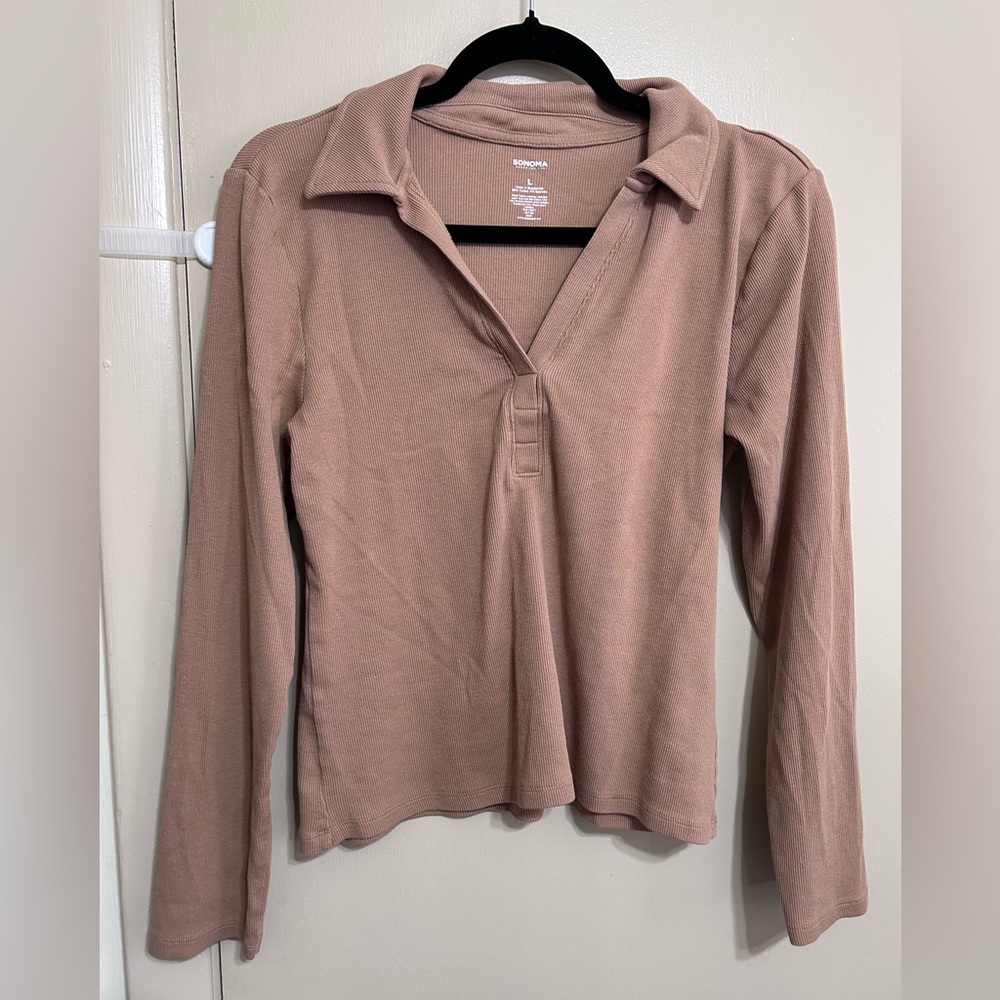 Sonoma Women's Tan Long Sleeve Top